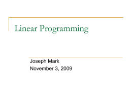 Linear Programming - William & Mary