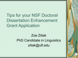 Tips for your NSF Doctoral Dissertation Enhancement Grant