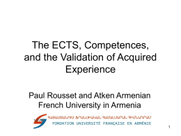 The ECTS, Competences, and the Validation of Acquired