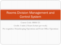 Rooms Division Management and Control System