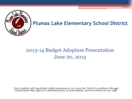 General Fund – Fund 01 - Plumas Elementary School District