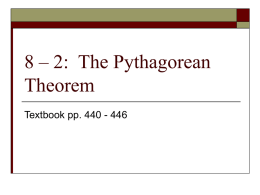 Geo Ch 8-2 – The Pythagorean Theorem