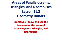 Areas of Parallelograms, Triangles, and Rhombuses