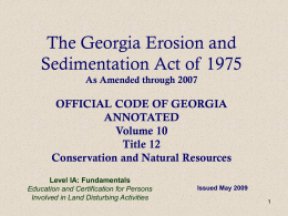 The Georgia Erosion and Sedimentation Act of 1975