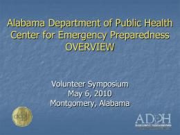 Logistics ICS Report - Alabama Department of Public Health