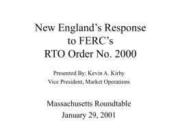 New England’s Response to FERC’s RTO Order No. 2000