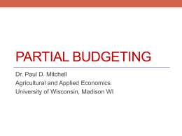 Enterprise Budgeting Partial Budgeting
