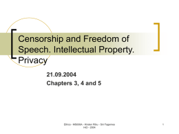 Censorship and Freedom of Speech. Intellectual Property