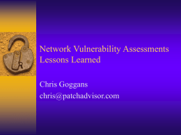 Common Vulnerability Assessment Issues