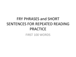 FRY PHRASES and SHORT SENTENCES FOR REPEATED …