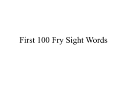 First 100 Frye Sight Words