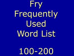 Fry's Word List 100-200