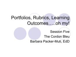 Portfolios, Rubrics, Learning Outcomes…..oh my!