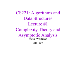 CSE 326: Data Structures Lecture #2 measuring hOw fast