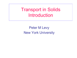 Transport dans les Solides Cours de L’Ecole Doctorale (0381)