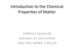 Introduction to the Chemical Properties of Matter