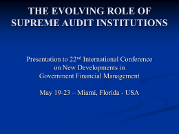 ROLE OF SUPREME AUDIT INSTITUTIONS