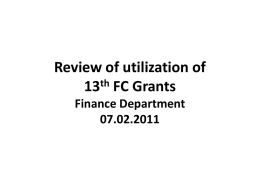 THIRTEENTH FINANCE COMMISSION AWARD (2010