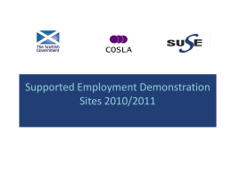 Supported Employment and the Supported Employment