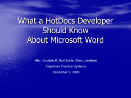 What a HotDocs Developer Should Know About Microsoft Word
