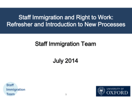 STAFF IMMIGRATION: AN OVERVIEW