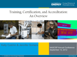 Training, Certification and Accreditation of workers