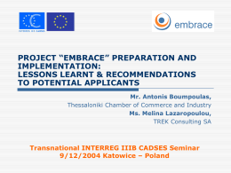 Project EMBRACE - Portal Funduszy Strukturalnych