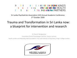 Trauma and Transformation in Sri Lanka now: a blueprint