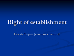 Right of establishment - University of Belgrade