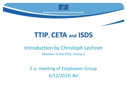 TTIP, CETA and ISDS
