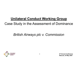 Unilateral Conduct Working Group Case Study in the