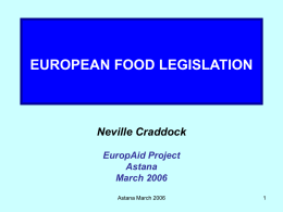 European Food Law The Basic Structures