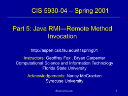 CIS6930: Java Remote Method Invocation