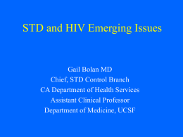 Overview of STD Epidemiologic Trends and STD Control