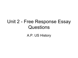 Unit 2 - Free Response Essay Questions