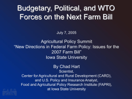 Budgetary, Political, and WTO Forces on the Next Farm Bill