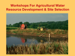 Workshops For Agricultural Water Resource Development
