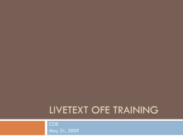 LiveText OFE Training - UNLV College of Education