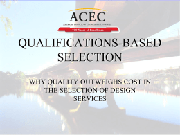 QUALIFICATIONS-BASED SELECTION