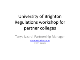 University of Brighton Regulations workshop for partner