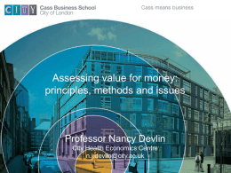 Assessing value for money: principles, methods and issues