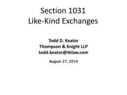 Like-Kind Exchanges In The Energy Industry