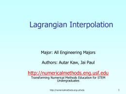 Lagrangian Method Power Point Interpolation