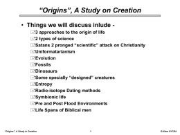 Origins”, A Study on Creation