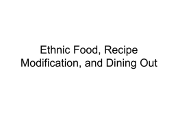 Ethnic Food, Recipe Modification, and Dining Out