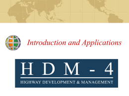 International Study of Highway Development and Management