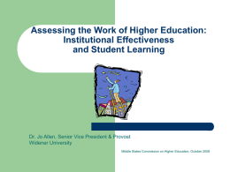 Assessing the Work of Higher Education: Institutional