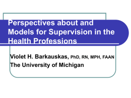 Perspectives and Models of Supervison in the Health