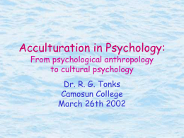 Acculturation in Psychology: From psychological