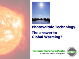 Photovoltaic Technology Answer to the Global Warming